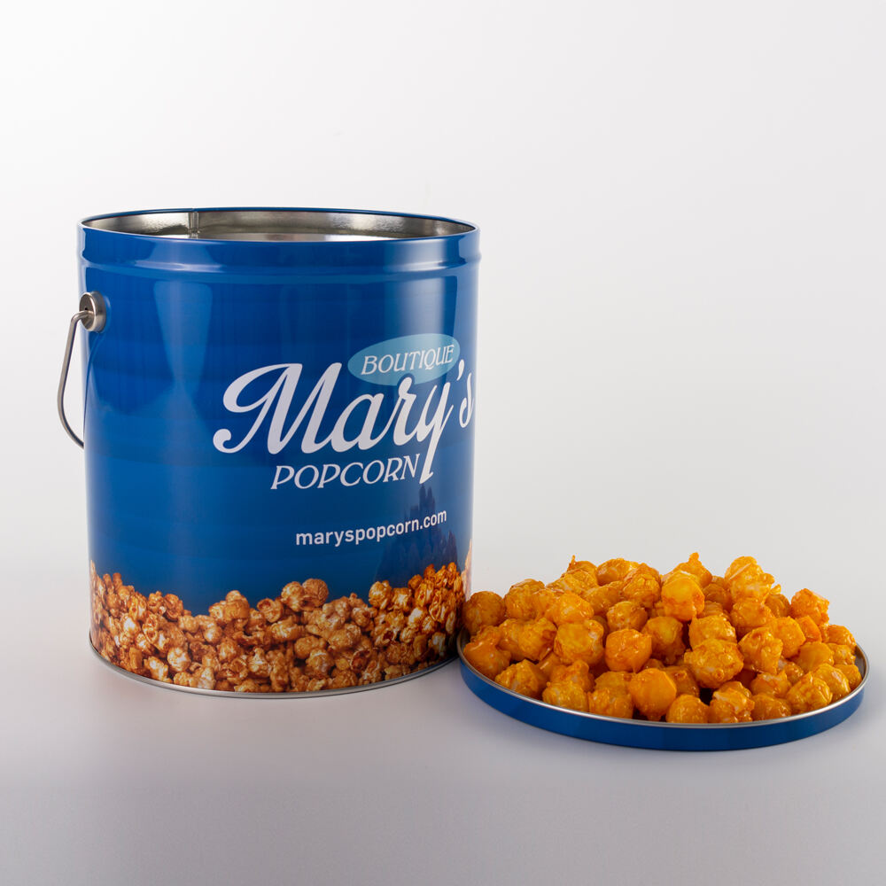 Christmas Gift Metal  Food Popcorn Bucket Tin Containers Handle Bucket Tin Can For Popcorn Packaging factory