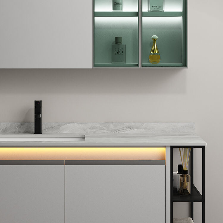 sanitary ware cabinet bathroom vanity with smart mirror and ceramic basin details