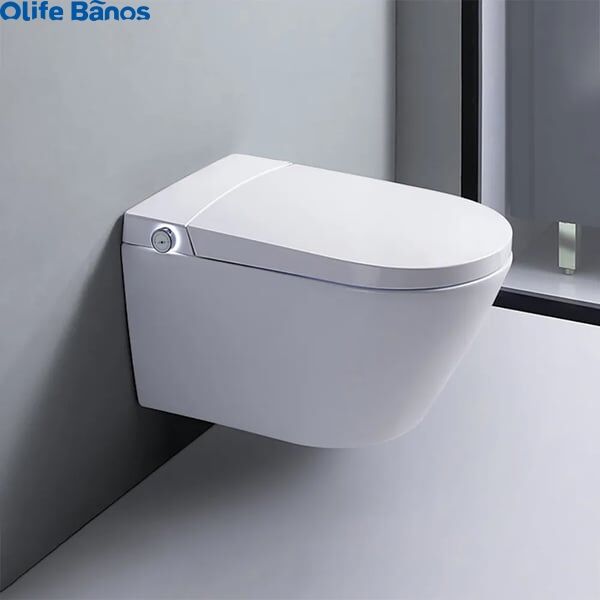 2024 Olife Banos Waterproof White Color  Elongated One-Piece Wall Mounted Automatic Smart Heater Toilet with In-Wall Tank