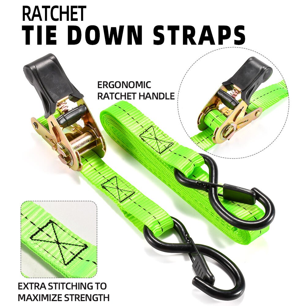 4pk 1 inch 800kg Small ratchet tie down strap for motorcycles with hooks supplier