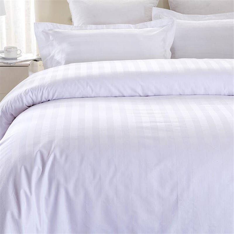 Homestay Hotel Fabric Satin Striped Bed Sheet Fabric Thickened White bed sheet set cotton supplier