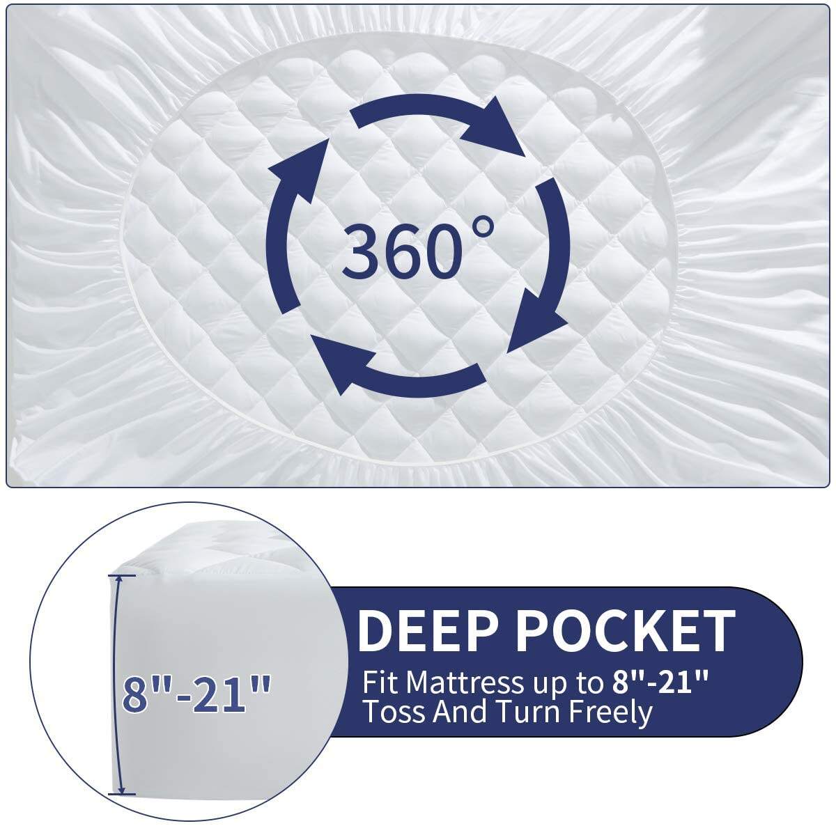 Wholesale 8-21" Deep Pocket Quilted Cooling Mattress Cover mattress protector waterproof low price manufacture