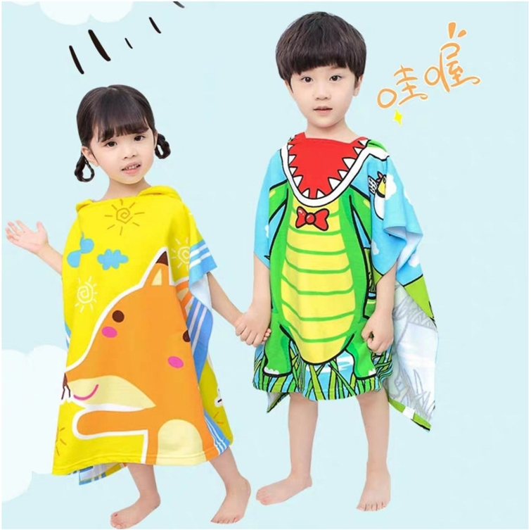 Quick Dry Factory Support Customized Hooded Kids Poncho Beach Towel factory