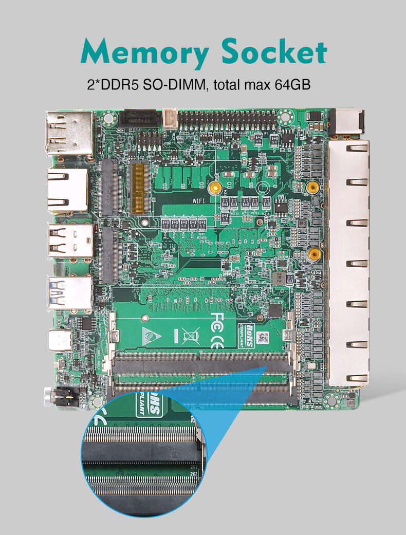 Onboard Intel 12th/13th-U/-P Core i3 i5 i7 6Lan Industrial Motherboard Firewall 2*DDR5 64GB 1*HDMI2.0 1*DP Type-C supplier