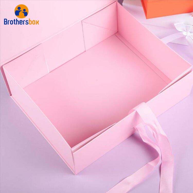 Multi-color Folding Gift Box with Ribbon / Custom Collapsible Rigid Box supplier