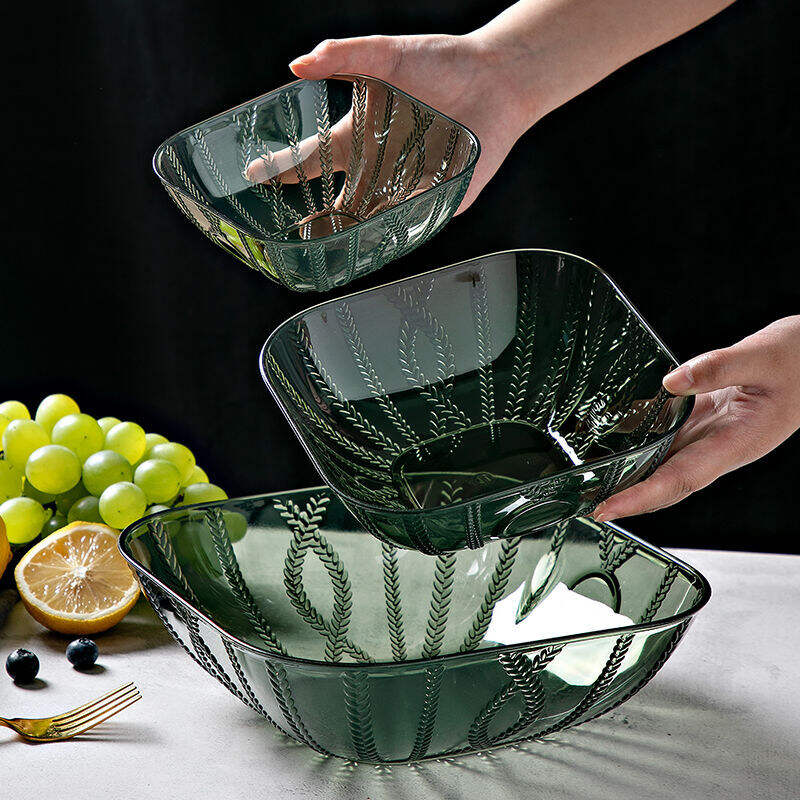 Transparent light luxury fruit plate fruit basin living room tea table salad bowl high-grade snack storage plate details