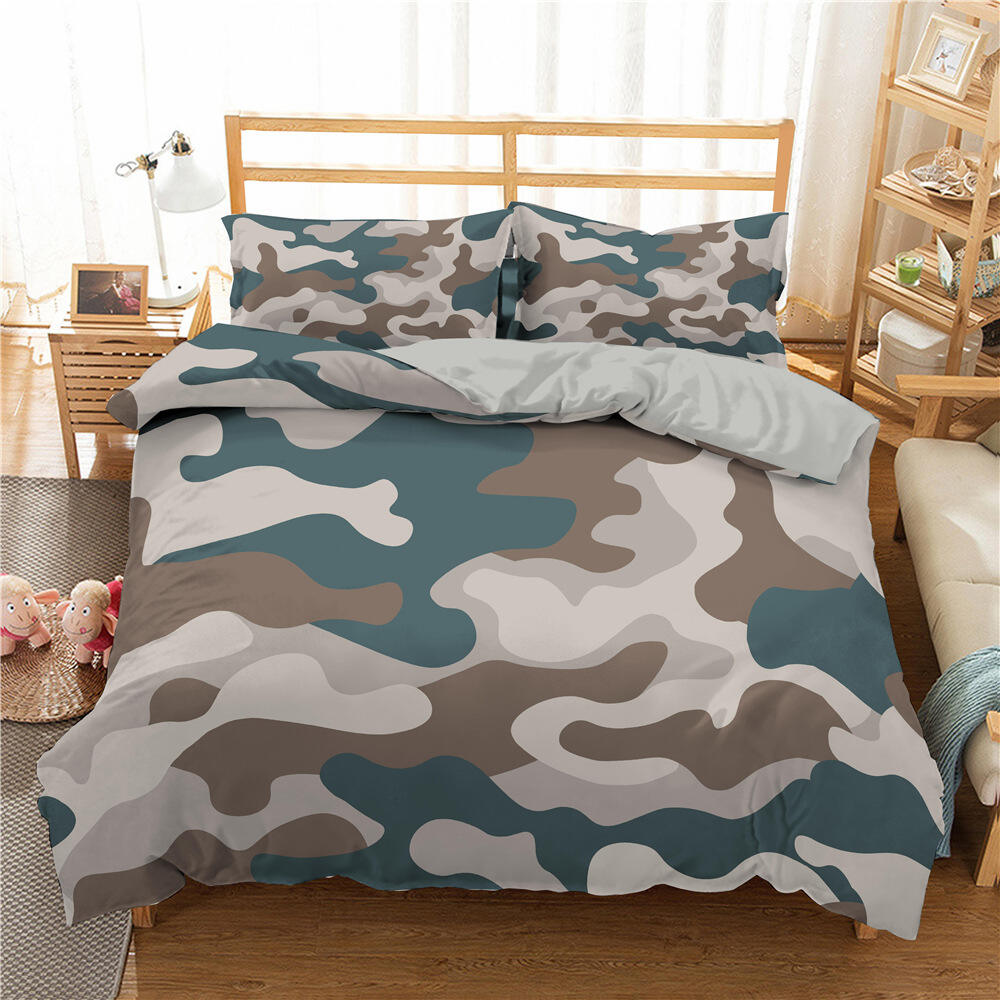 Custom camouflage 3d printed comforter bedding set designer sheet set king size luxury supplier