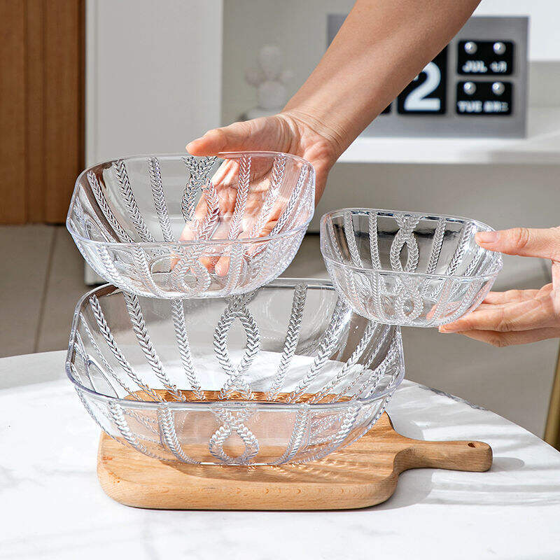 Transparent light luxury fruit plate fruit basin living room tea table salad bowl high-grade snack storage plate factory