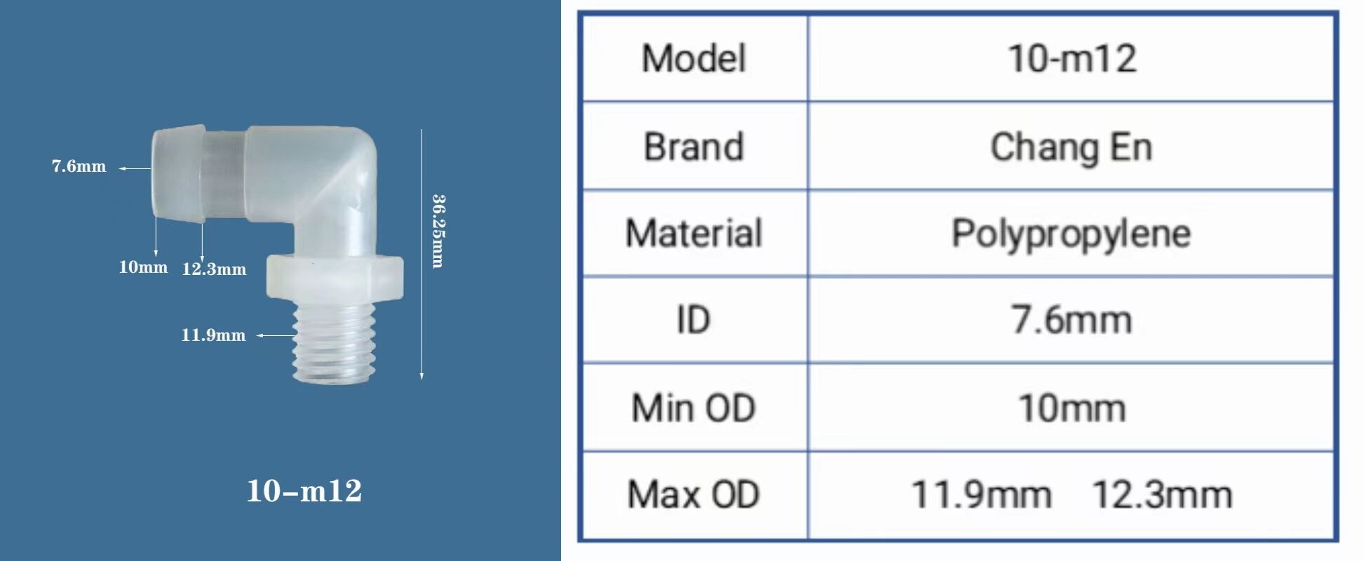 PP Plastic 6-m8 Thread and 8-m8 Threaded M Screw Elbow for Hose Connector Pipe Fittings details