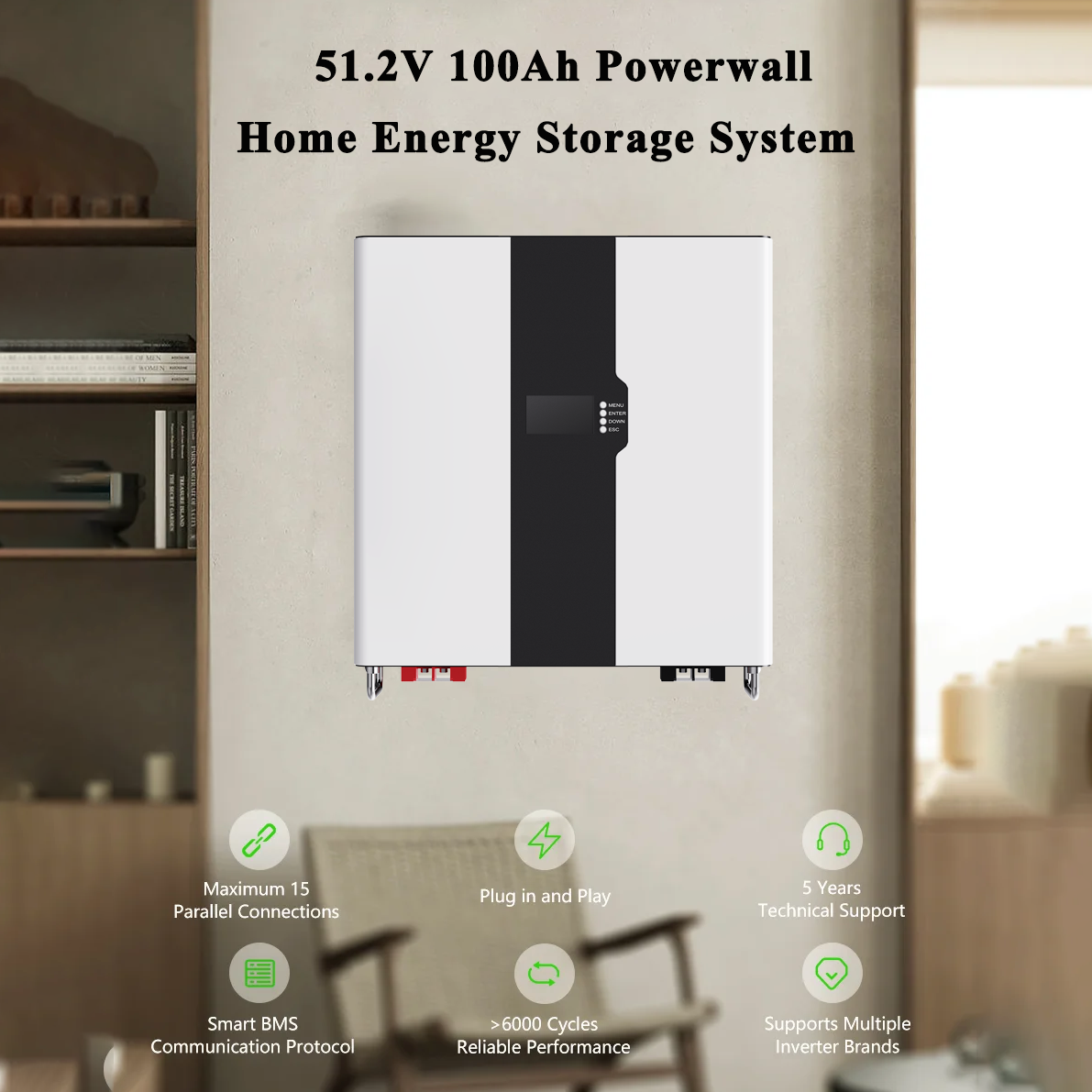 Avepower 48V LiFePO4 Wall Mounted Battery 5Kwh Home Energy Storage System 48V 100Ah LiFePO4 Battery Pack supplier