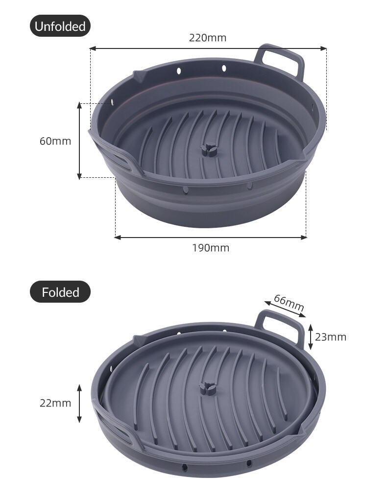 8.5 Inch Microwave Oven Safe Collapsible Airfryer Liner Silicone Pot factory