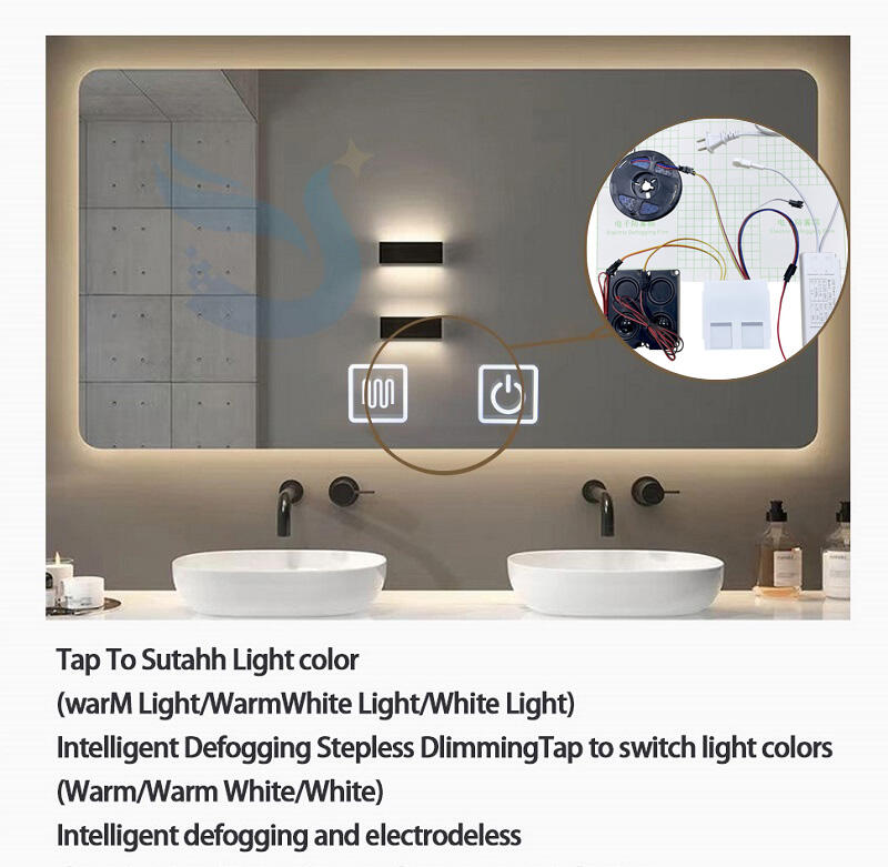 Hotel Bathroom Multi-Functional Bluetooth Music Dc12V Capacitive Switch Led Light Sensor Mirror Touch Switch details