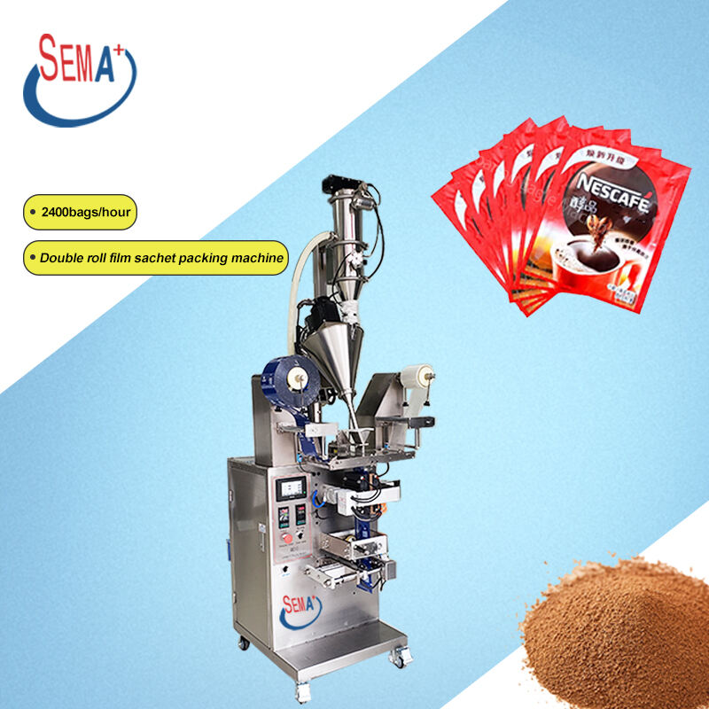 Automatic energy powder filling packing machine fruit drink powder double roll film sachet packing machine