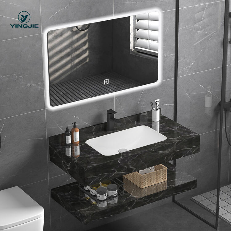 sintered stone mirror modern cabinet with mirror wash basin for hotel for bathroom sink top