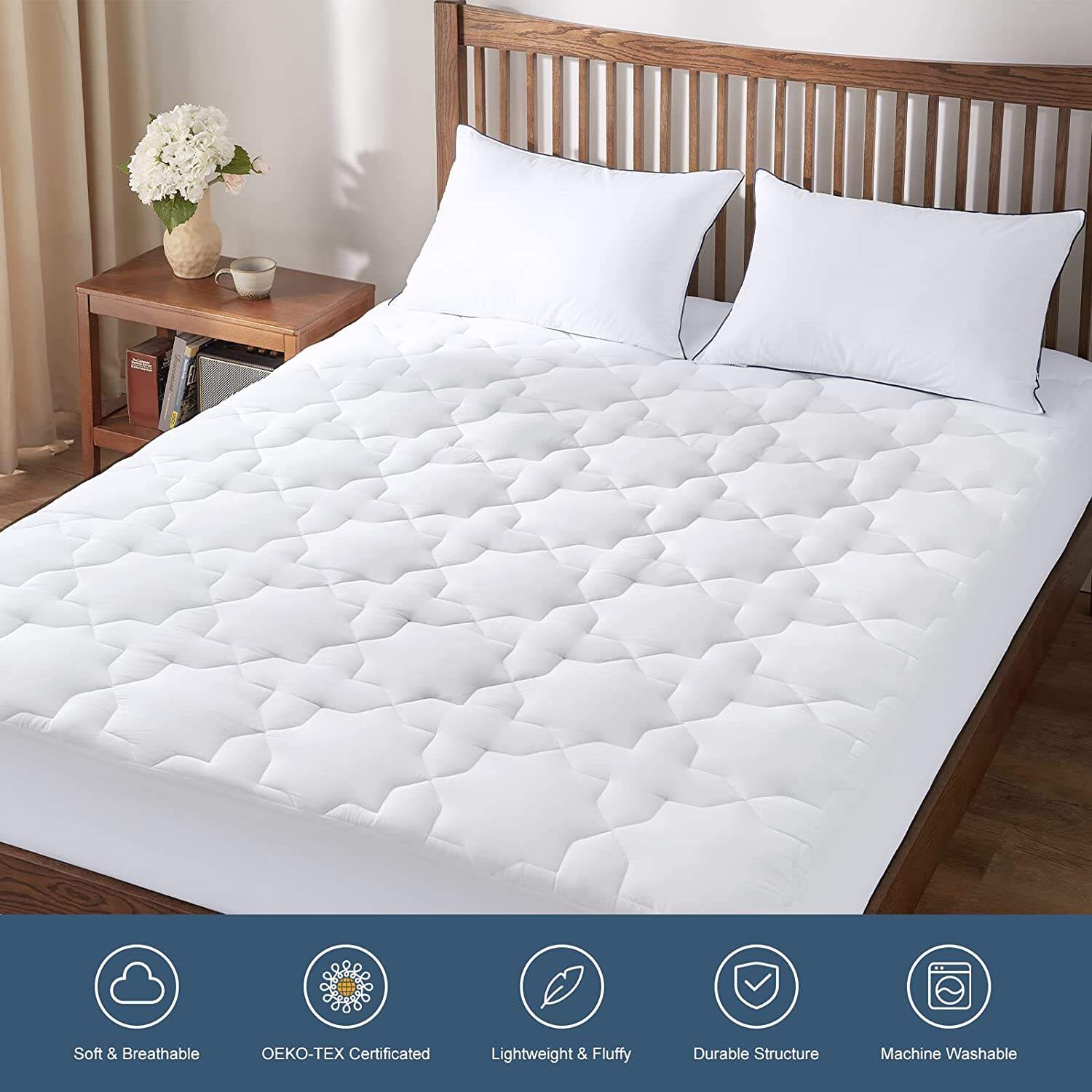 Wholesale high quality Custom white 100% cotton sleeping hotel home use bed mattress protector manufacture