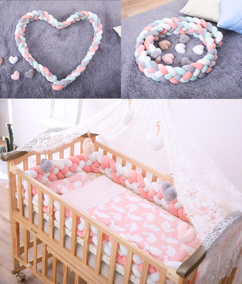 Crib bumper 1M/2M/3M Baby Bumper Bed Braid Knot Pillow Cushion Bumper for Infant Crib Protector Cot Bumper Room details