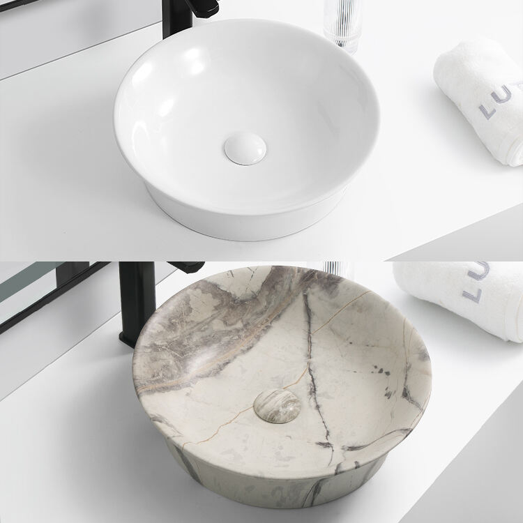 modern Customized sink new design handmade  above mount marble top basin factory