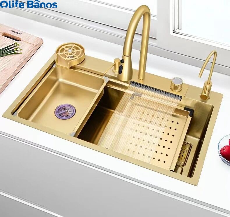 2023 Olife Banos  Gold  Stainless Steel 304 Rainfall Faucet Above Counter Sink Lavabo De Cuisine Multifunctional Kitchen  Sinks details