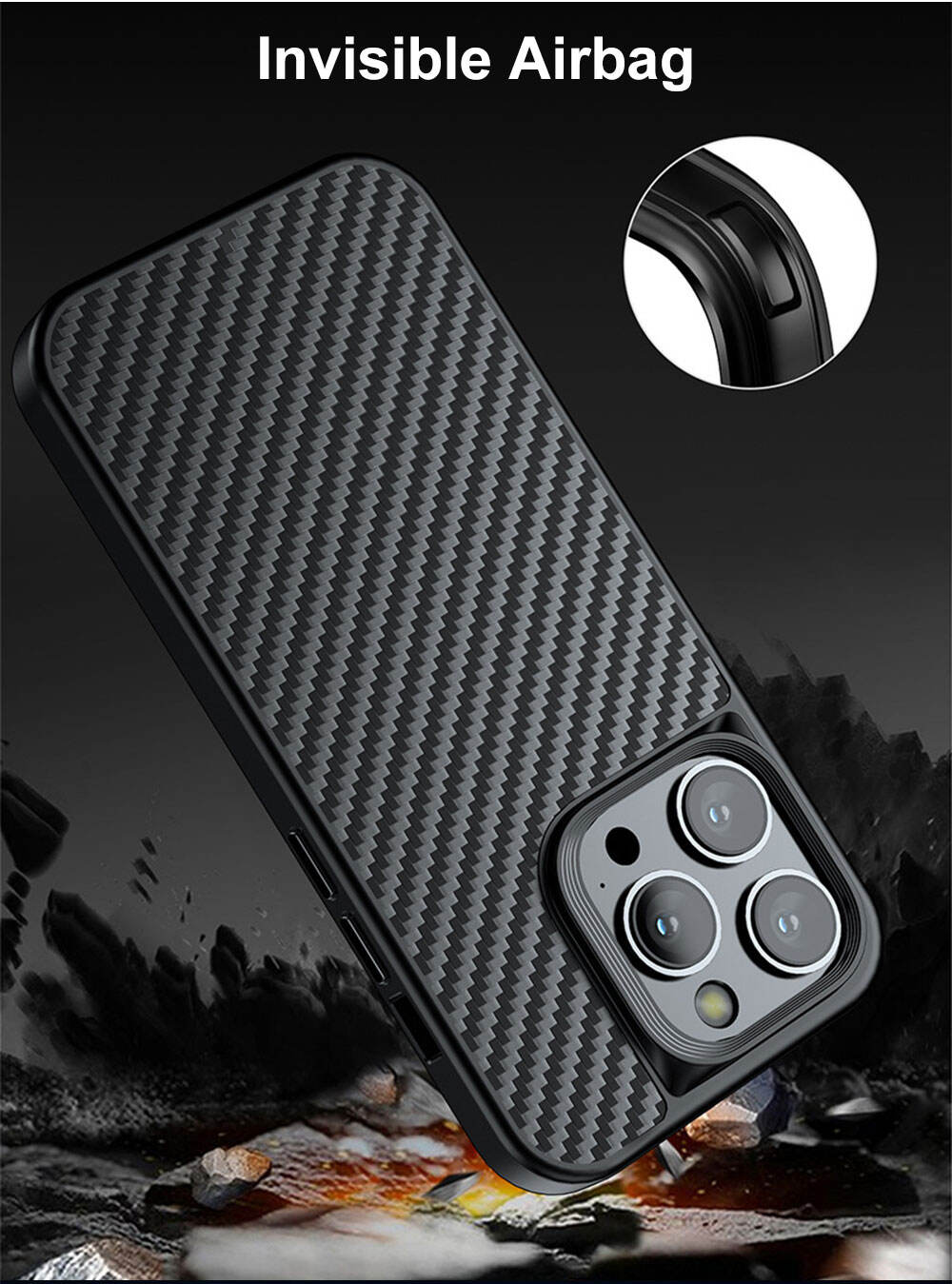 WLONS WLS32 Carbon Fiber Skin Friendly Drop Proof Frosted Suction Mobile Tpu Phone Case For Iphone 15 details