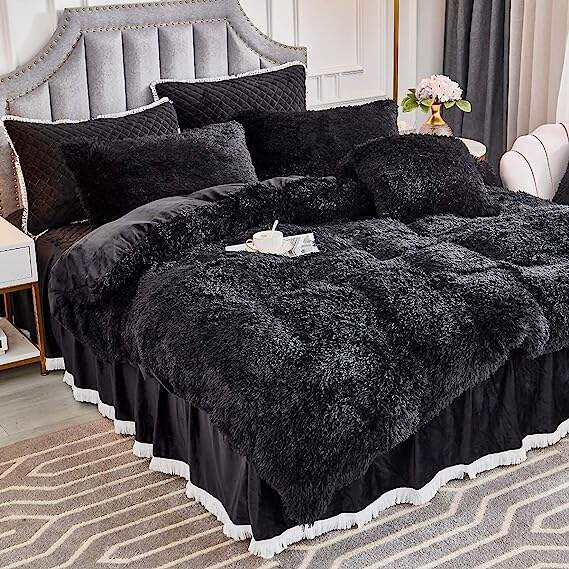 Comforter Set Purple plush warm winter fluffy crystal velvet overcover large luxury bedding sets supplier