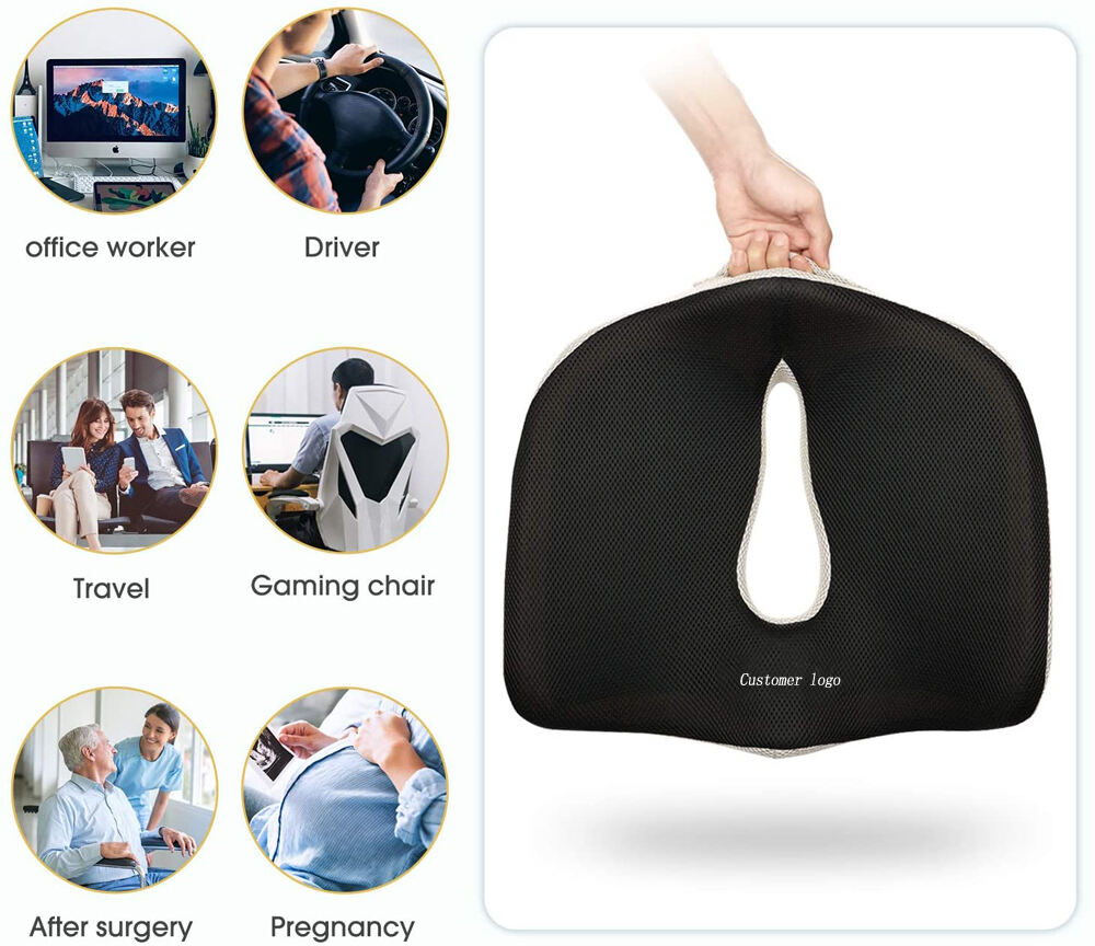 Enhanced Comfort Seat Cushion Orthopaedic Premium Memory FoamNon-Slip Air Flow Washable Cove Sciatica and Backpain Relief details