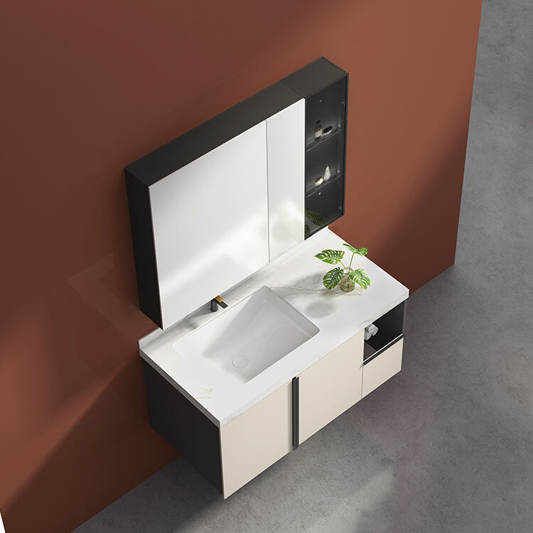 Modern high quality plywood cabinet wall mounted bathroom vanities with mirror cabinet manufacture