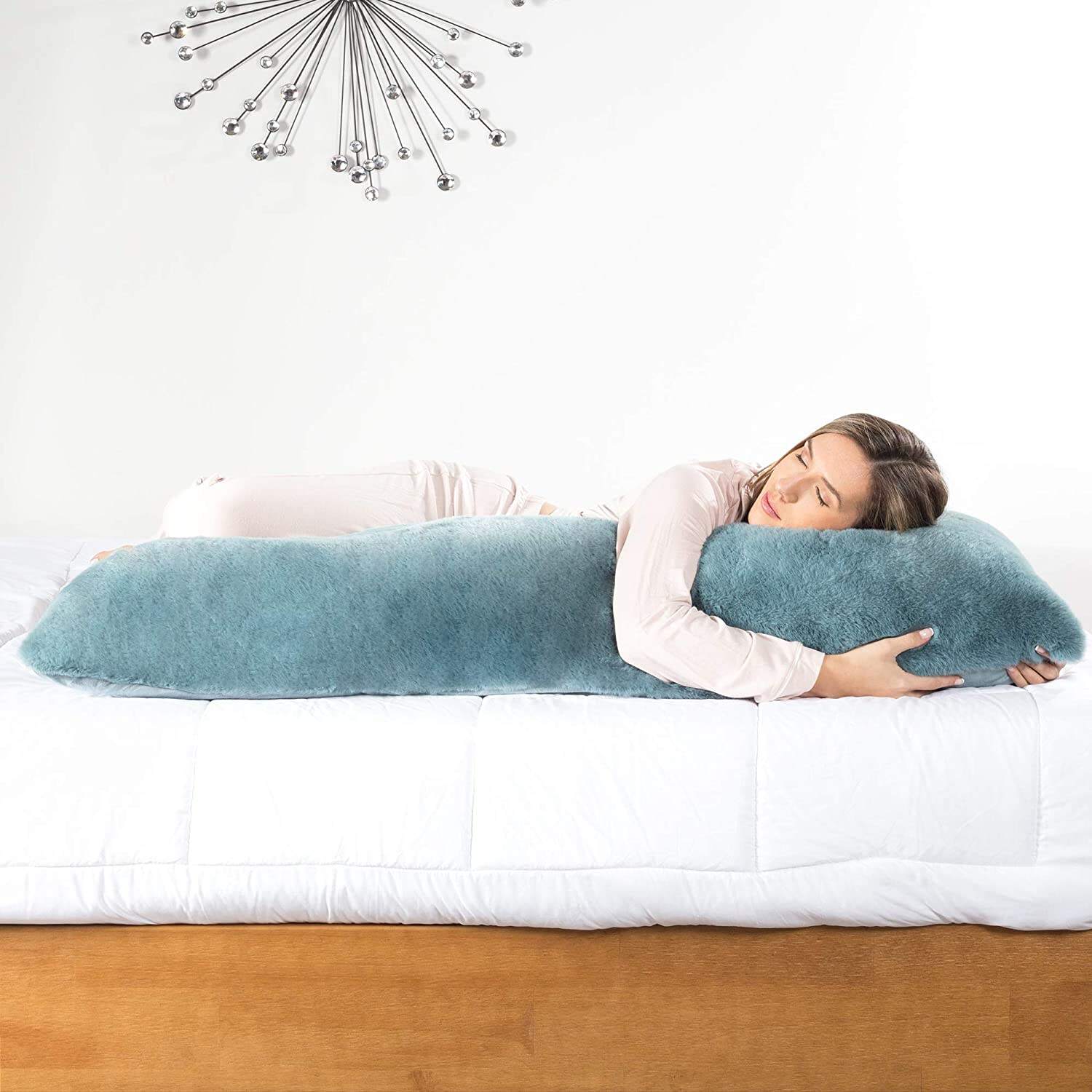 Ultra Soft velvet Full Body Pillow Sleeping long pillow with Shredded Memory Foam details