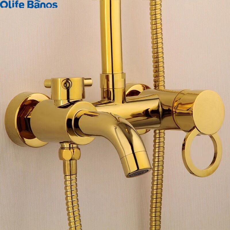 2023 Cheap Price  Gold Luxury Golden Color Bathroom Stainless Steel Waterfall Shower Head  Sprinkler Set details