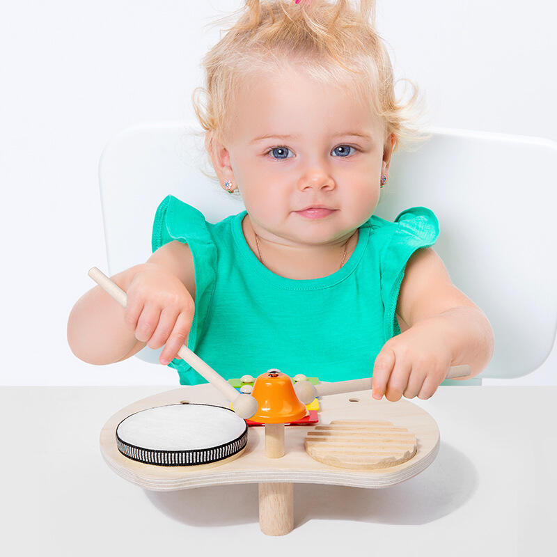 Ensemble de jouets de jeu en bois multifonctionnel pour bébé, Instruments de Percussion éducatifs de musique pour ensemble de batterie pour nourrissons et tout-petits, fabrication de Table