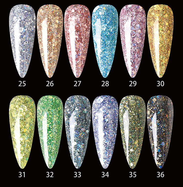 Professinal Salon Nail Extension Acrylic Gel Glitter Color Poly Gel Soak off Fast Drying manufacture