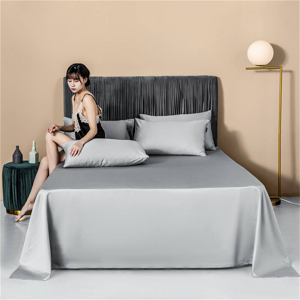 60s 100% cotton bed sheet pillowcase washable cotton bed 4 piece set long staple cotton bedding set manufacture