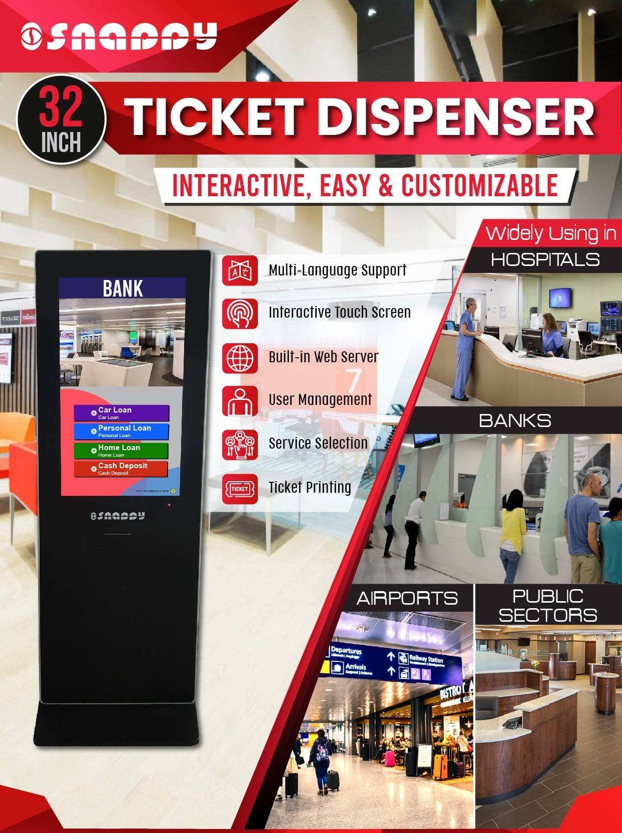 Wireless LED/LCD Queue management system desktop, floor stand Ticket Dispensing kiosk Multilingual for Bank Hospital Restaurant factory
