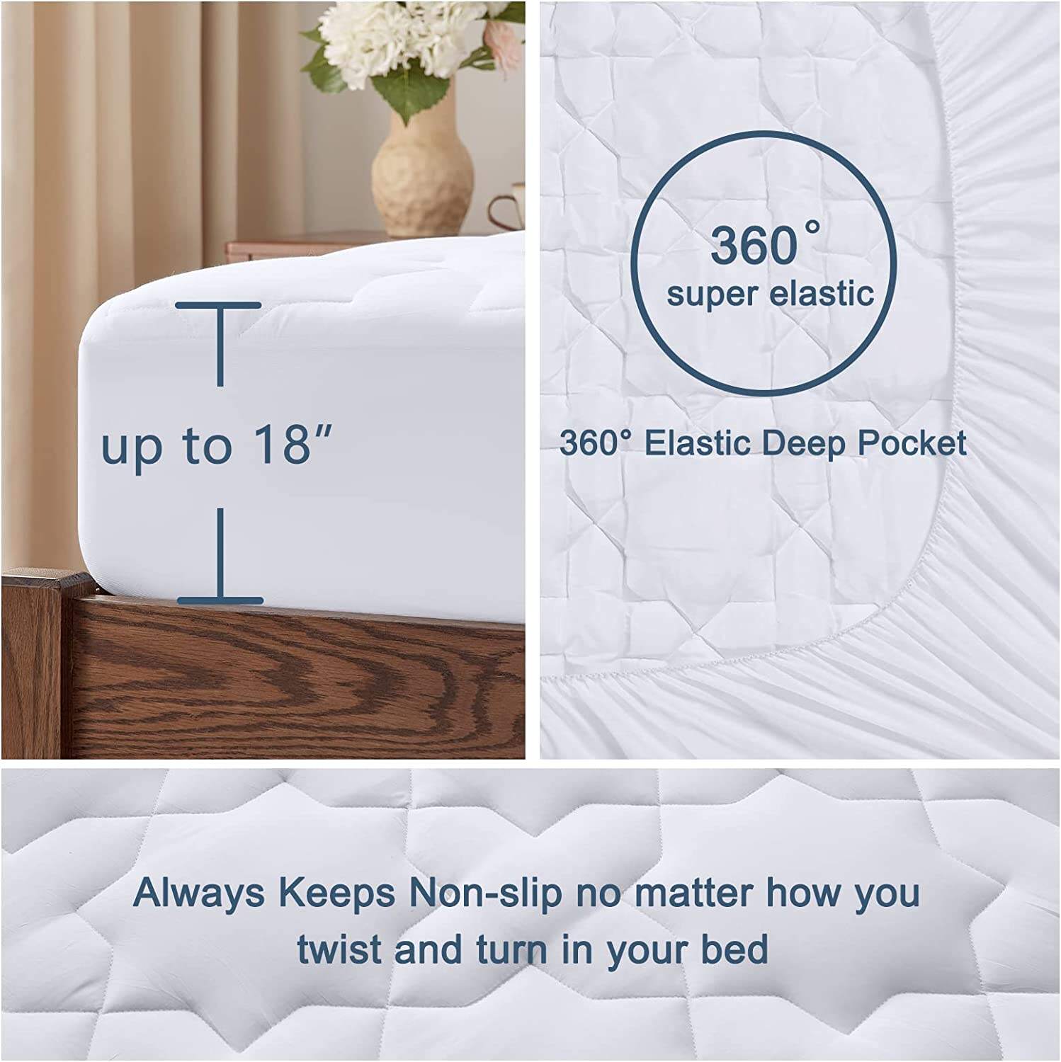 Wholesale high quality Custom white 100% cotton sleeping hotel home use bed mattress protector details