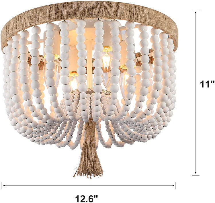 Bohemian Style Vintage Rustic Hotel Room Design Boho E12 Wood Base Beads Recessed Ceiling Light manufacture