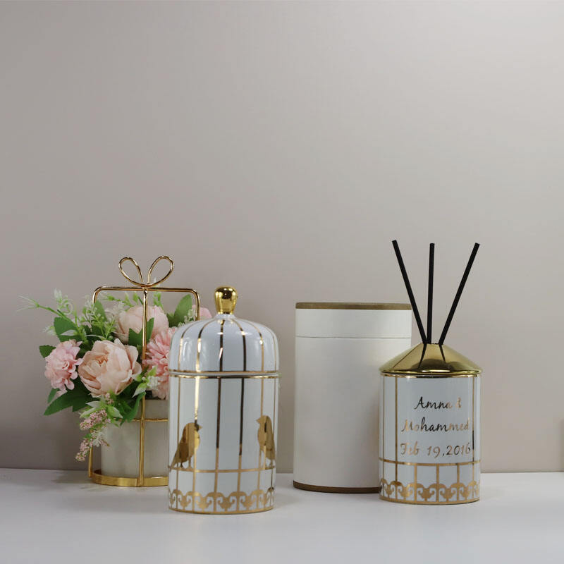 Luxury porcelain diffuser bottles perfume ceramic containers aroma reed diffuser sticks bottles wholesale jar with gift box supplier