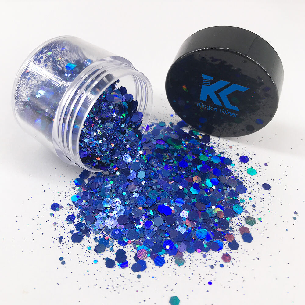 Solvent Resistant Violet Holographic Chunky Glitter Large 10G Jar for Festival Face Eye Body Leather Crafts details