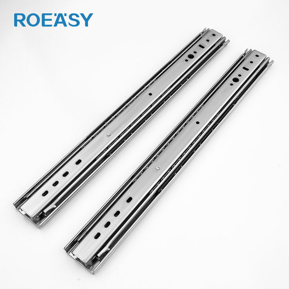 ROEASY BS-53 kitchen cabinet drawer rail Stainless Steel 3-Fold Full Extension Ball Bearing Drawer Slide For Cabinet Accessories
