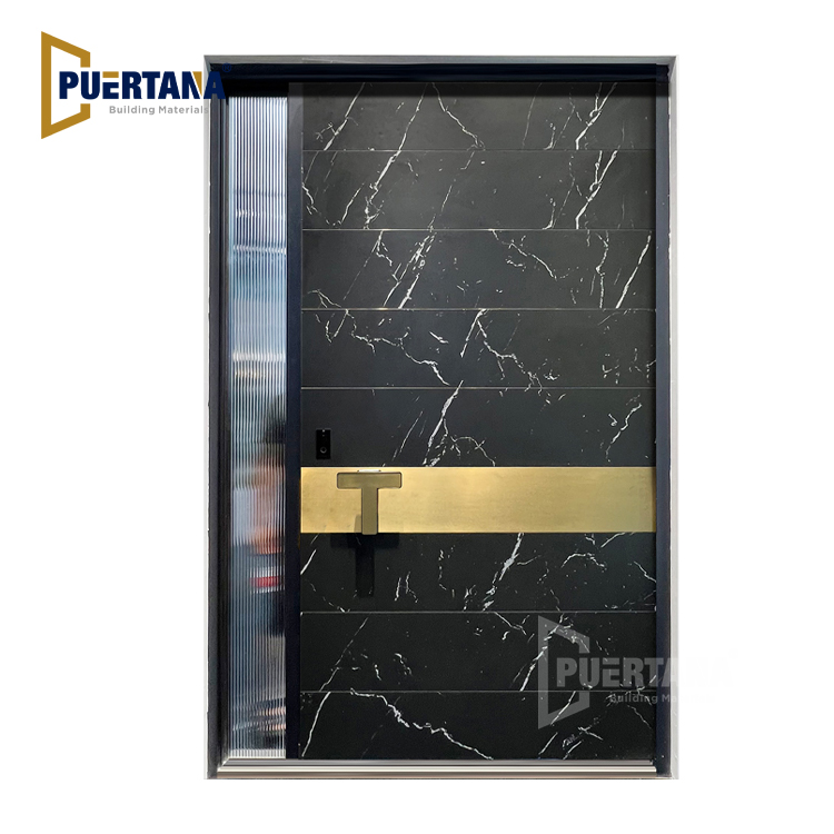 Exterior Entrance Metal Pivot Security Armoured Front Entry Door Thermal Break Aluminium Doors