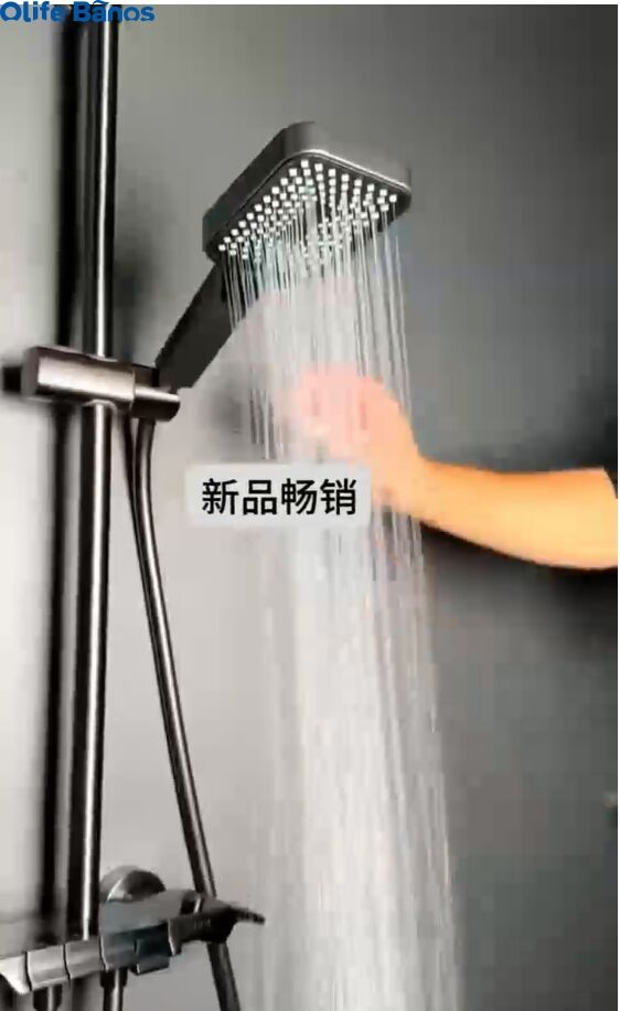 Piano key design thermostatic digital shower system solid brass metal gun grey exposed shower faucet set bathroom manufacture