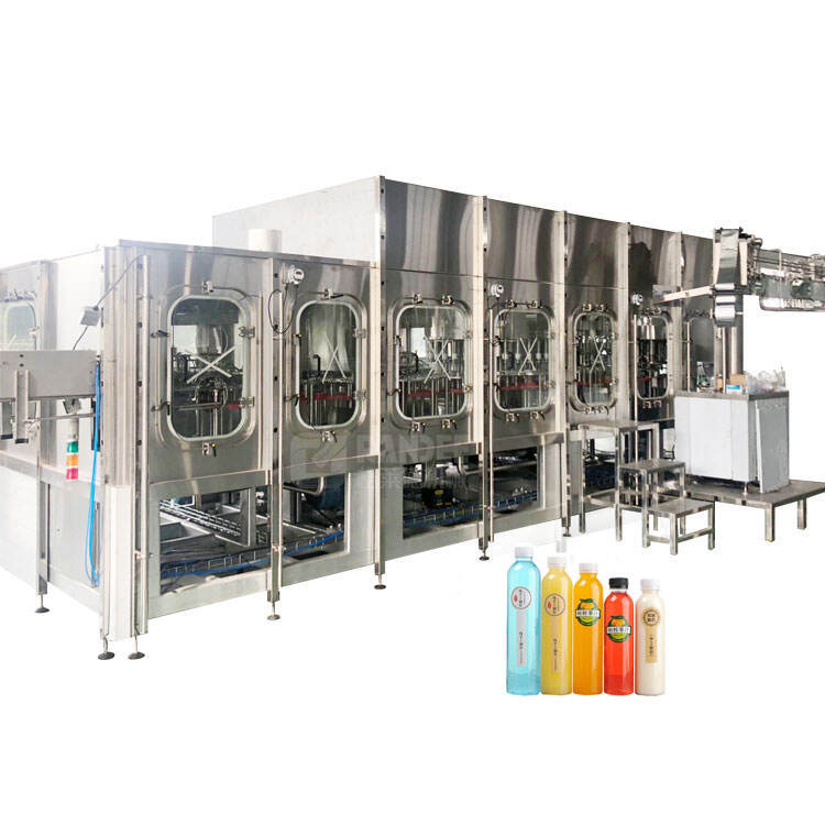 Complete automatic round bottle aseptic juice washing filling and sealing machine factory