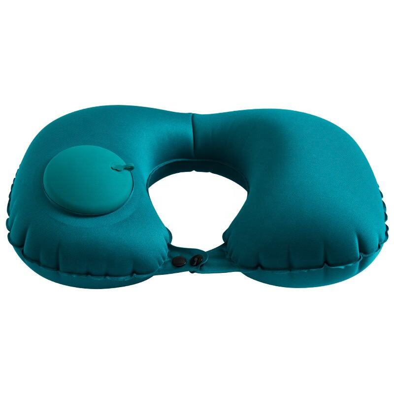 Soft U shaped press pump inflatable air travel neck pillow Wholesale