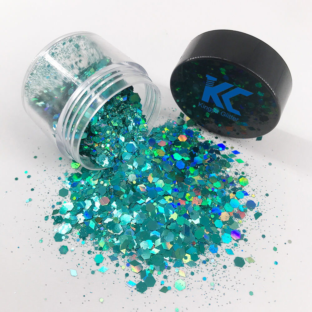 Custom Mixed Solvent Resistant Glitter Colors and Shapes 10 Gram Jar with LOW MOQ details