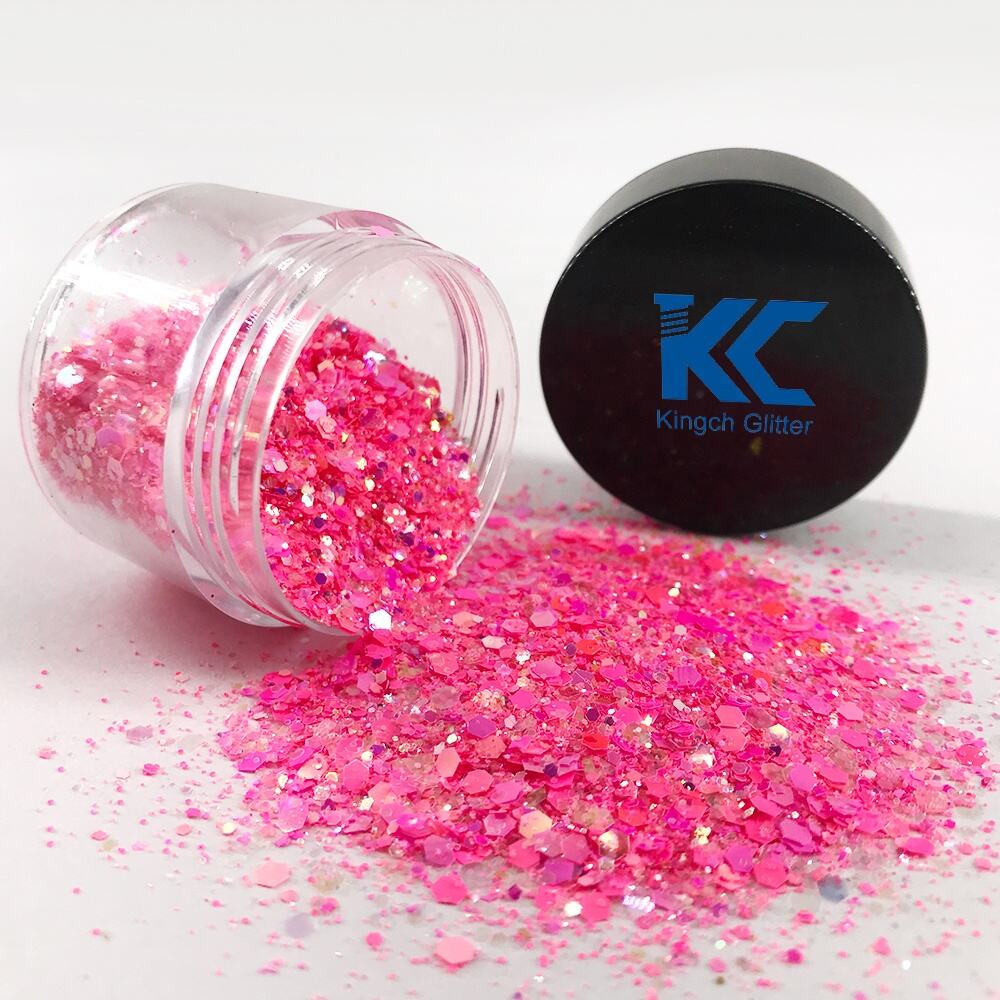 Wholesale Beauty Cosmetic Chunky pink glitter for Hair Body Nail Face DIY Crafts manufacture