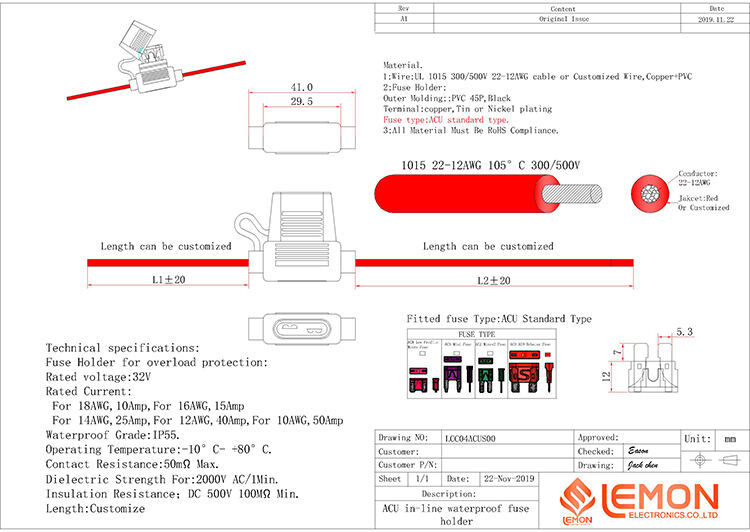 3 15 20 40 amp Car Auto Inline Mini Blade waterproof fuse holder factory