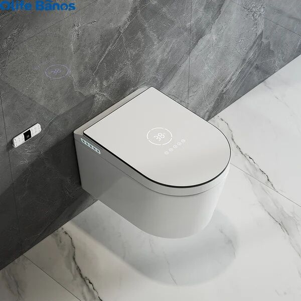 Olife Banos Waterproof Modern Smart One-Piece Wall-Mounted Elongated Automatic Toilet and Bidet with Seat