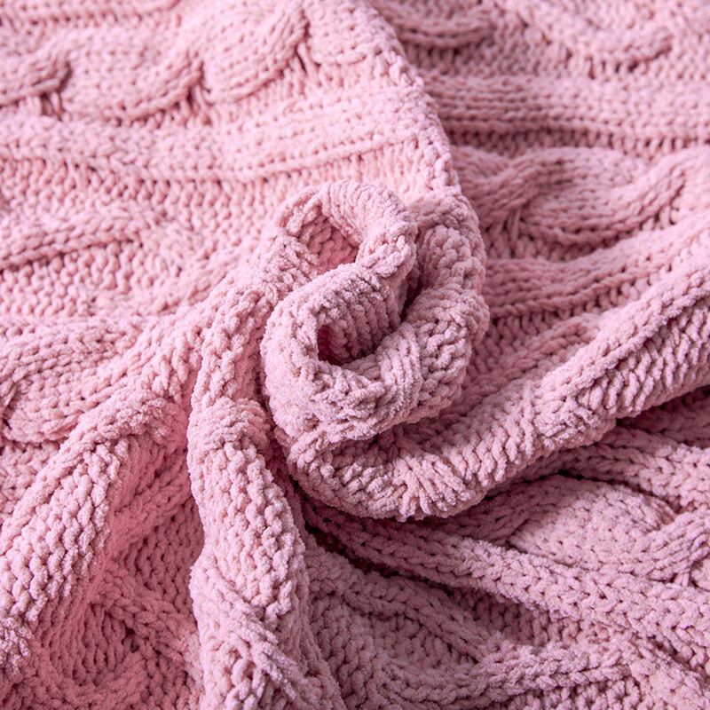 Msd Super Soft Warm Knitted  Crochet Chenille Chunky Knit Baby Throw Blankets for Sofa details