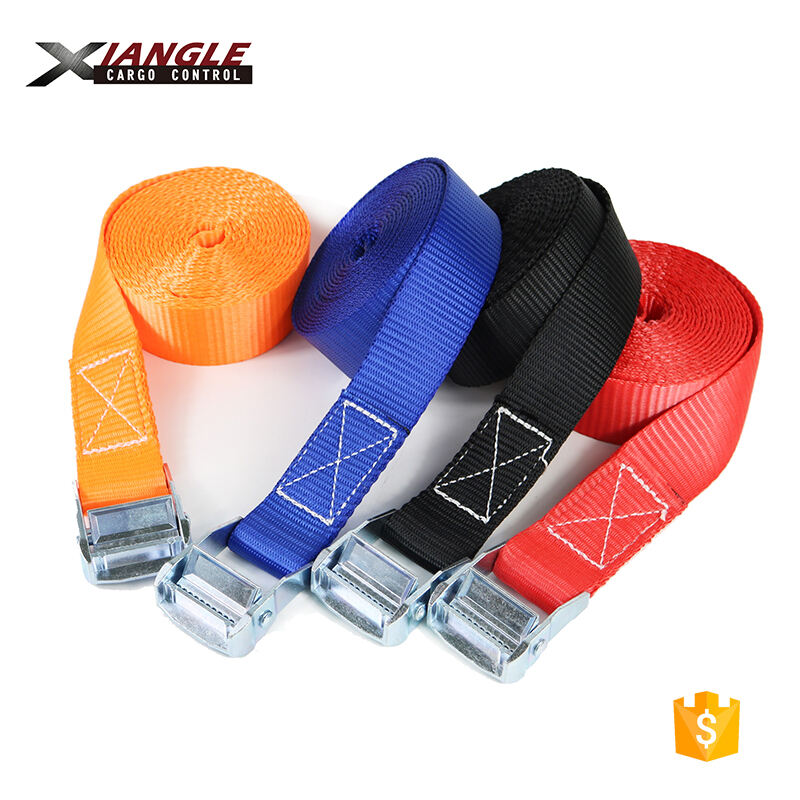 Quick release 1 inch cam buckle strap motorcycle webbing tie down cam lock buckle cargo lashing straps with black pad manufacture