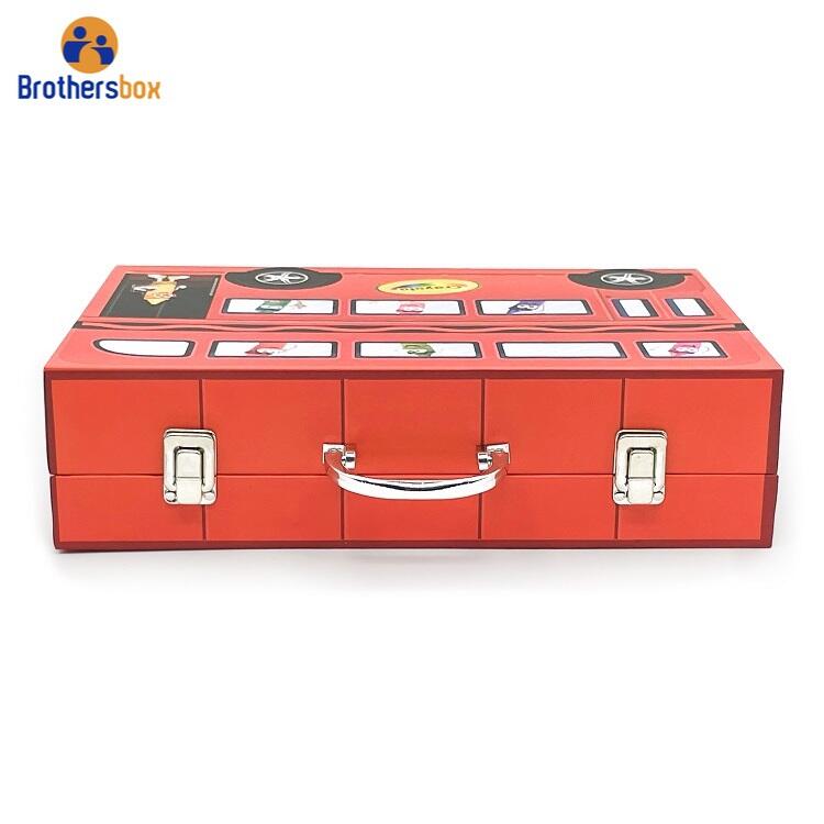 Personalized School Bus Paper Box Suitcase/ Cardboard Suitcase with Handle manufacture