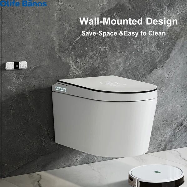 Olife Banos Waterproof Modern Smart One-Piece Wall-Mounted Elongated Automatic Toilet and Bidet with Seat details