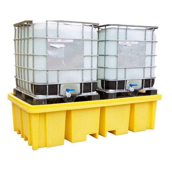 2200x1300x500/150mm four way entry hdpe 2 drum double ibc bund spill pallet factory